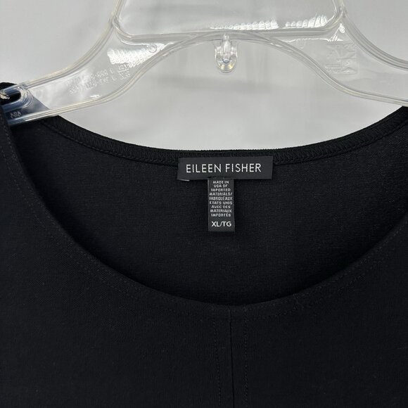 EILEEN FISHER shirt top tank tunic sleeveless knit stretch lightweight black XL - Picture 7 of 7